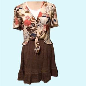 Beltane crop top blouse (nwot)Orange/brown. Med.